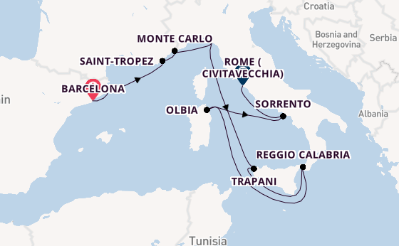 Western Mediterranean from Barcelona, Spain with the Seven Seas Grandeur