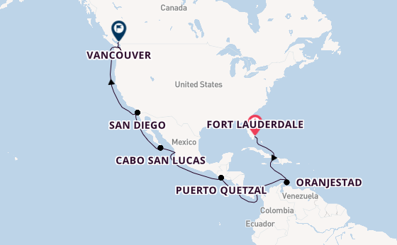 Mexicaanse Riviera vanaf Fort Lauderdale, Verenigde Staten met de Oosterdam