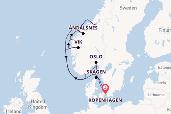 Noorwegen vanaf Kopenhagen, Denemarken met de Silver Spirit