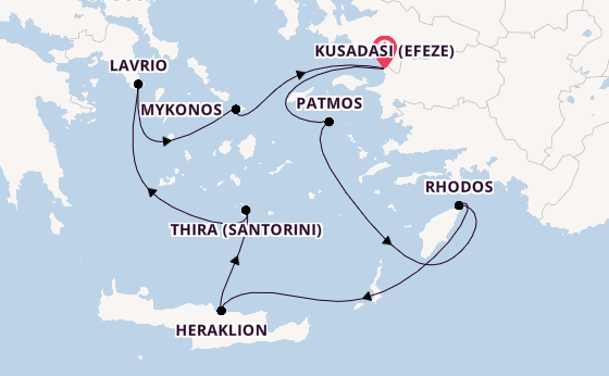 Oostelijke Middellandse Zee vanaf Kusadasi (Efeze), Turkije met de Celestyal Discovery