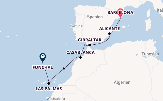 Westliches Mittelmeer ab Barcelona, Spanien auf der MSC Meraviglia