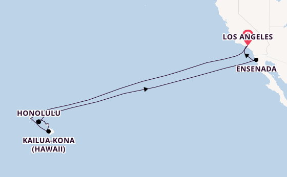 Hawaii from Los Angeles, California, USA with the Emerald Princess