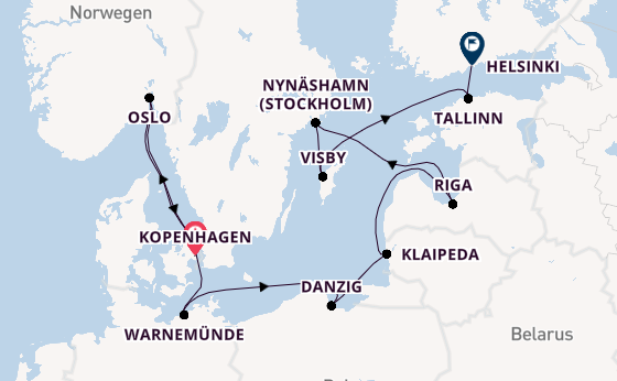 Norwegen ab Kopenhagen, Dänemark auf der Norwegian Jewel