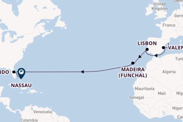 Barcelona, Portugal, Canary Islands, Orlando & Bahamas Cruise