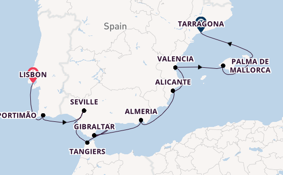 Western Mediterranean from Lisbon, Portugal with the Azamara Journey
