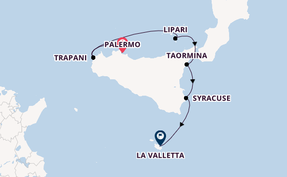 Westelijke Middellandse Zee vanaf Palermo, Sicilië met de Le Boréal