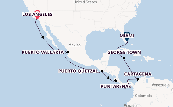 Mexicaanse Riviera vanaf Los Angeles, Verenigde Staten met de Seven Seas Grandeur