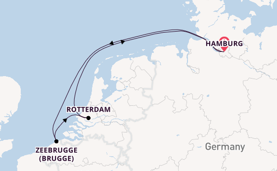 West-Europa vanaf Hamburg, Duitsland met AIDAperla