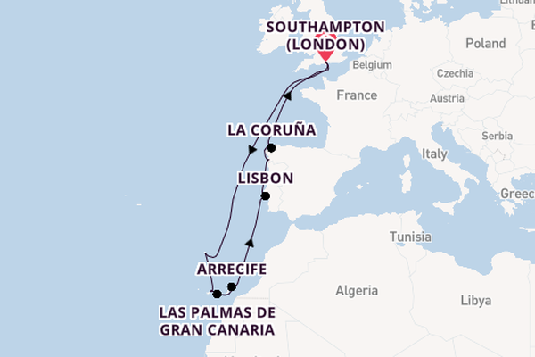 Canary Islands from Southampton, England with the Iona