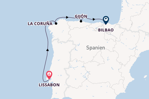 Portugal ab Lissabon, Portugal auf der Silver Spirit