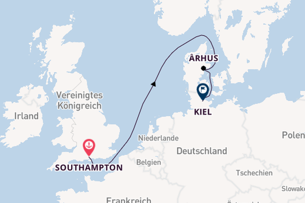 England ab Southampton, Großbritannien auf der Costa Diadema