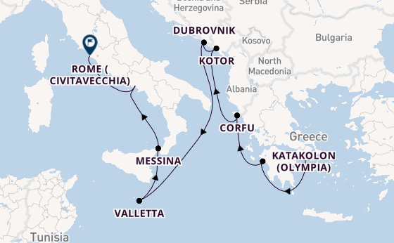 Mediterranean Sea from Athens (Piraeus), Greece with the Seven Seas Explorer