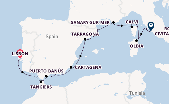 Mediterranean Sea from Lisbon, Portugal with the Seabourn Ovation 