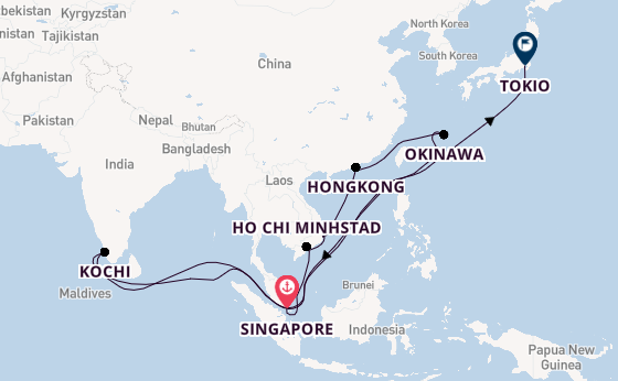 Zuidoost-Azië vanaf Singapore, Singapore met de Silver Muse