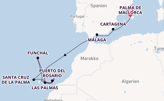 Kanarische Inseln ab Palma de Mallorca, Spanien auf AIDAcosma