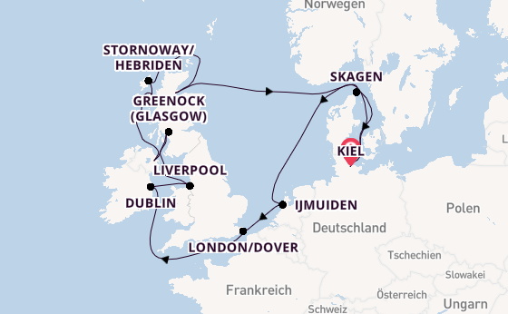 Britische Inseln ab Kiel, Deutschland auf AIDAluna