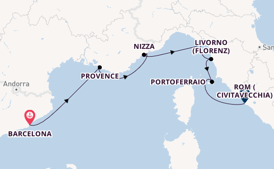 Westliches Mittelmeer ab Barcelona, Spanien auf der Azamara Quest