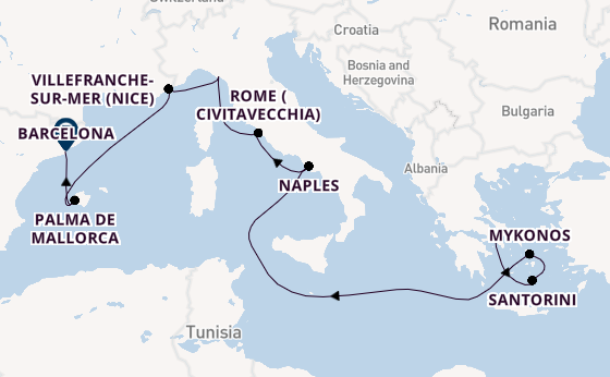 Mediterranean Sea from Australia with the Celebrity Eclipse