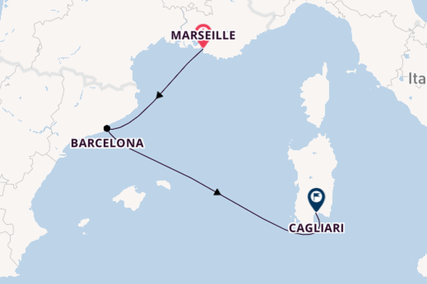 Western Mediterranean from Marseille, France with the Costa Smeralda