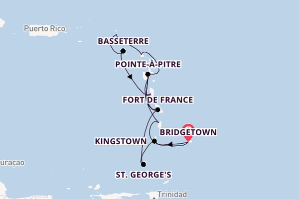 Southern Caribbean from Bridgetown, Barbados with the MSC Meraviglia