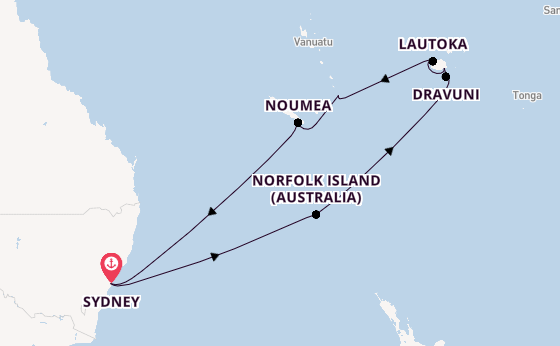 Zuidelijke Stille Oceaan vanaf Sydney, Australië met de Royal Princess