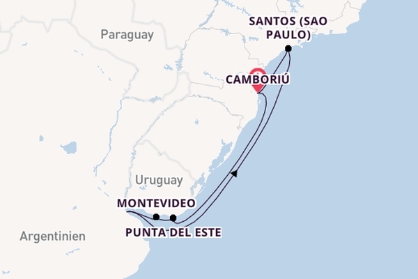 Südamerika ab Camboriú, Brasilien auf der MSC Seaview