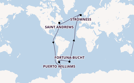 Transatlantik ab Punta Arenas, Chile auf der MS Fram