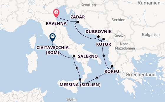 Mittelmeer ab Ravenna, Italien auf der Norwegian Sun