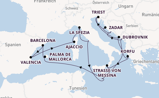 Mittelmeer ab Civitavecchia (Rom), Italien auf der Queen Elizabeth