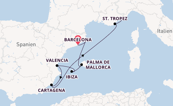 Westliches Mittelmeer ab Barcelona, Spanien auf der Silver Ray