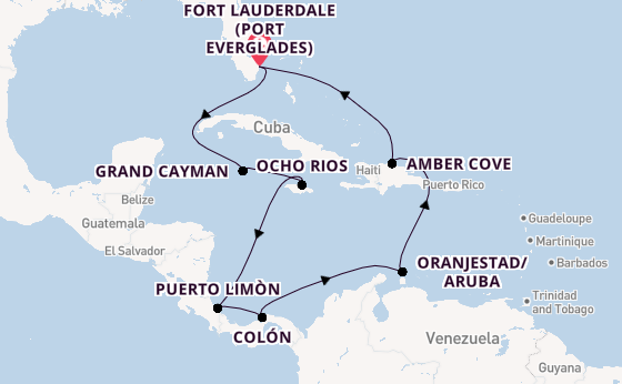 Caribbean from Fort Lauderdale (Port Everglades), Florida, USA with the Caribbean Princess