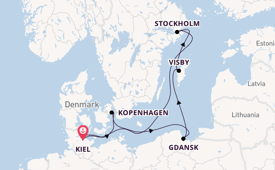 Oostzee vanaf Kiel, Duitsland met de Costa Diadema