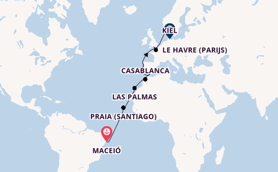 trans-Atlantisch vanaf Maceió, Brazilië met de Costa Diadema