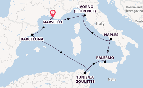 Western Mediterranean from Marseille, France with the MSC Virtuosa