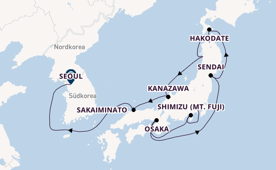 Japan ab Yokohama (Tokio), Japan auf der Norwegian Jade