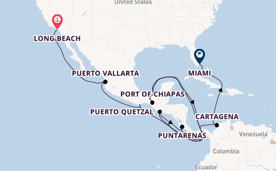 Central America from Long Beach, California, USA with the Seabourn Quest
