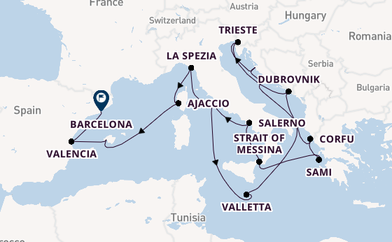 Mediterranean Sea from Rome (Civitavecchia), Italy with the Queen Elizabeth