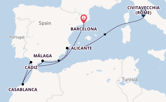 Westelijke Middellandse Zee vanaf Barcelona, Spanje met de MSC Magnifica