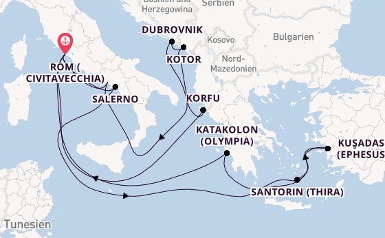 Mittelmeer ab Civitavecchia (Rom), Italien auf der Enchanted Princess