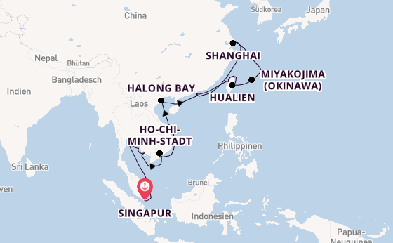 Südostasien ab Singapur, Singapur auf der Seabourn Encore