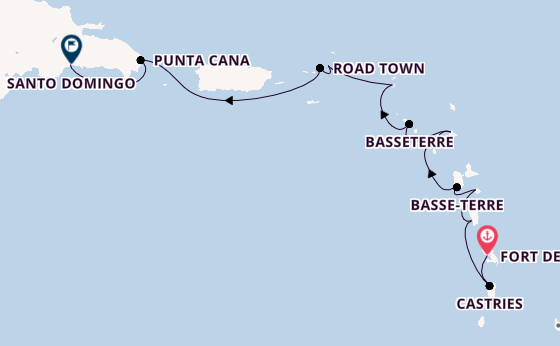 Caribbean vanaf Fort de France, Martinique met de VASCO DA GAMA