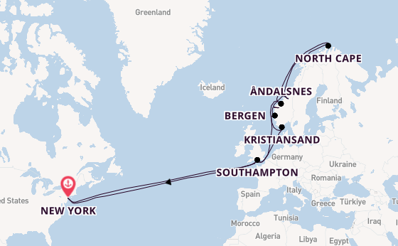 Transatlantic from New York, USA with the Queen Mary 2