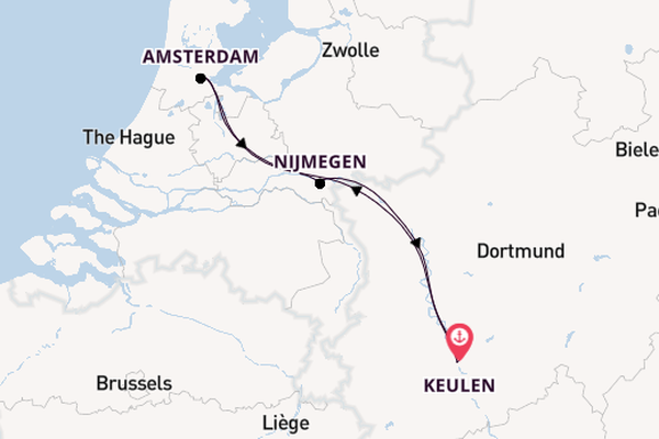Rijn vanaf Keulen, Duitsland met de Aurelia