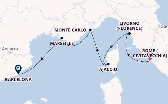 Western Mediterranean from Rome (Civitavecchia), Italy with the Viking Jupiter