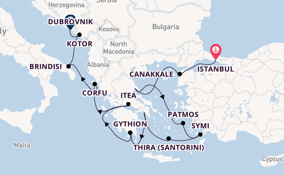Oostelijke Middellandse Zee vanaf Istanbul, Turkije met de Seabourn Ovation