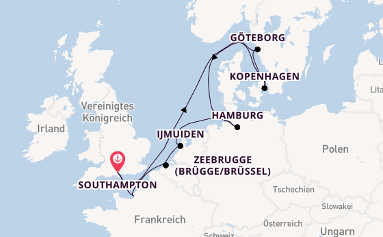 England ab Southampton, Großbritannien auf der Norwegian Star