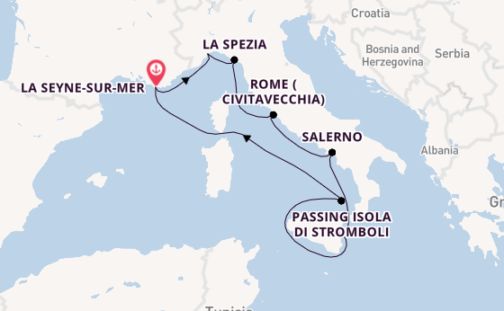 Western Mediterranean from La Seyne-sur-Mer, France with the Costa Fascinosa