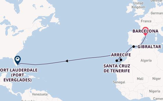 Transatlantic from Barcelona, Spain with the Sun Princess