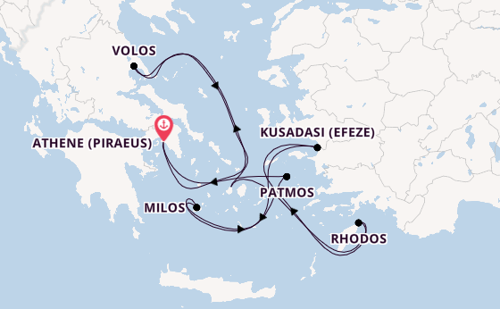 Oostelijke Middellandse Zee vanaf Athene (Piraeus), Griekenland met de EXPLORA I