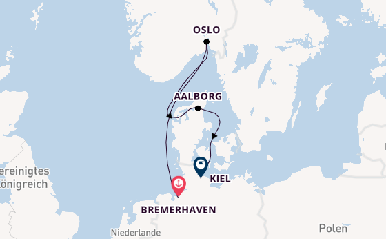 Norwegen ab Bremerhaven, Deutschland auf der Amadea